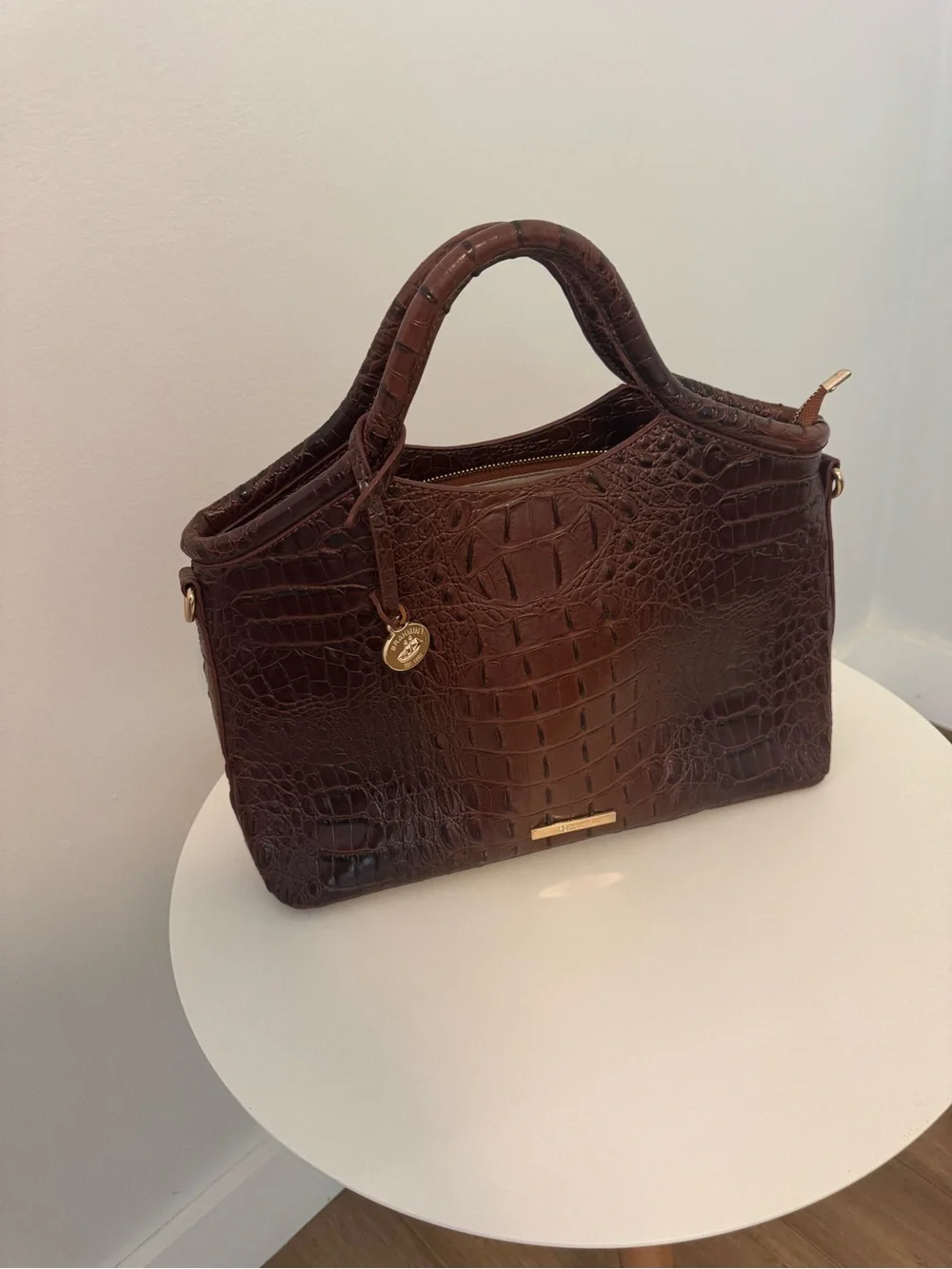 Brahmin vintage Croc-Embossed Leather Satchel - Picture 1 of 5